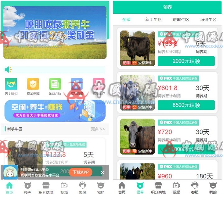 《牧场养牛》区块链源码（带积分商城+抽奖+会员特权） - 网站源码 --飞猪资源网