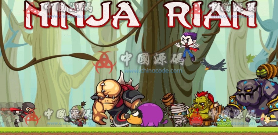 《Ninja Rian》源码 - 手游源码 - Description This is a platform game with ninja style with the skills: sliding, jumping, throw darts-飞猪资源网
