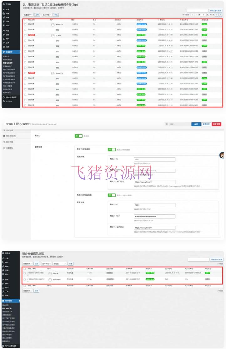 [wordpress插件] RIPRO/RiPlus/RiPro-V2/Rizhuti-V2易支付接口插件 - wordpress模板插件 --飞猪资源网
