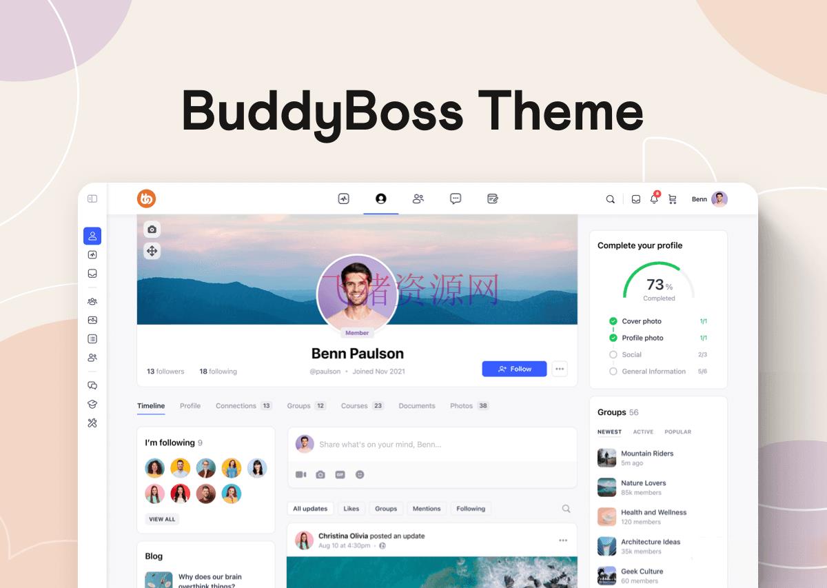 【WordPress模板】WordPress 定制主题BuddyBoss v2.4.30：个性化程度达到新高 - wordpress模板插件 --飞猪资源网