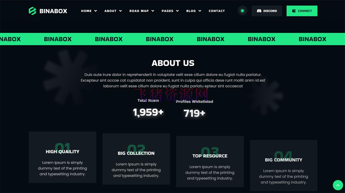 六首页数字藏品NFT交易网React NextJS网站模板