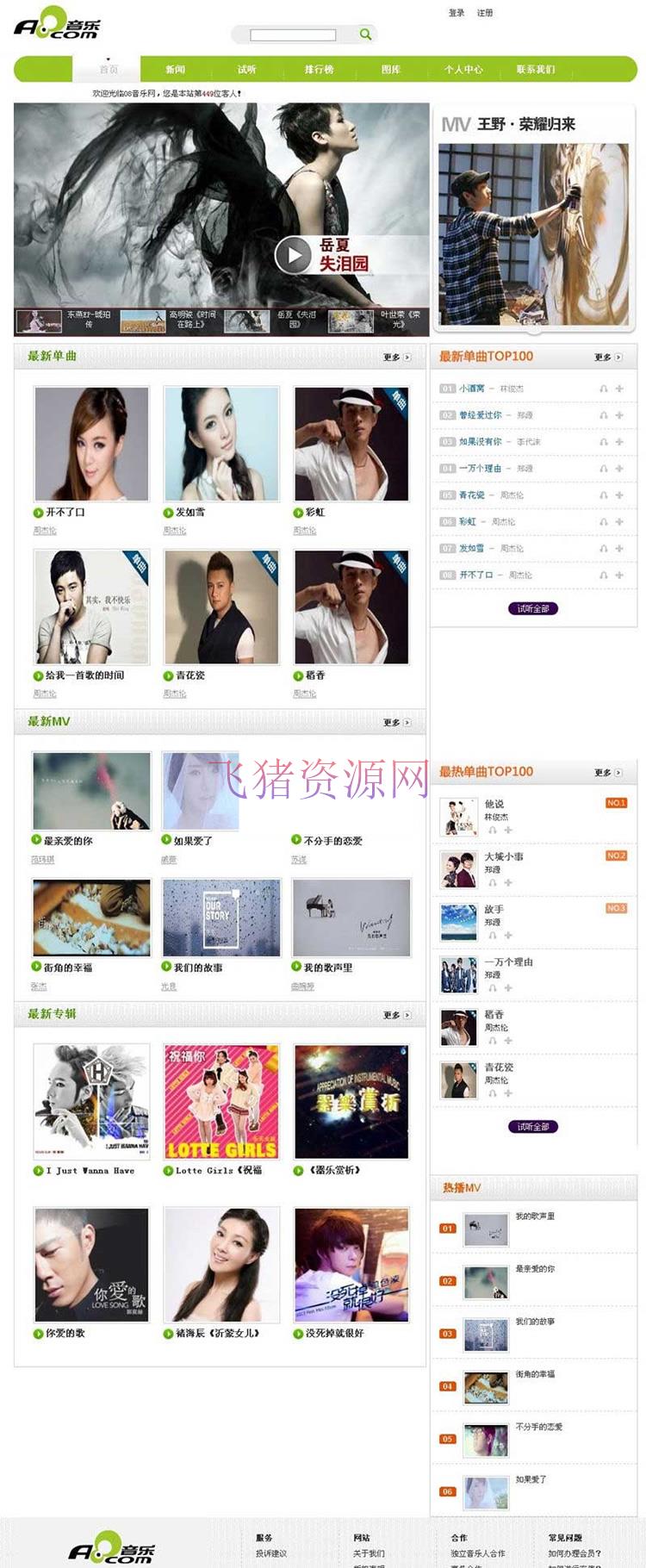 PHP仿A8音乐分享网站源码 在线音乐播放平台 带会员功能 - 免费源码 --飞猪资源网