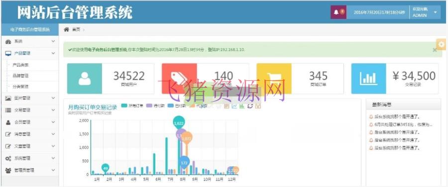 Bootstrap精美后台管理系统模板 轻量级好用的bootstrap后台管理系统模版下载 - 免费源码 --飞猪资源网