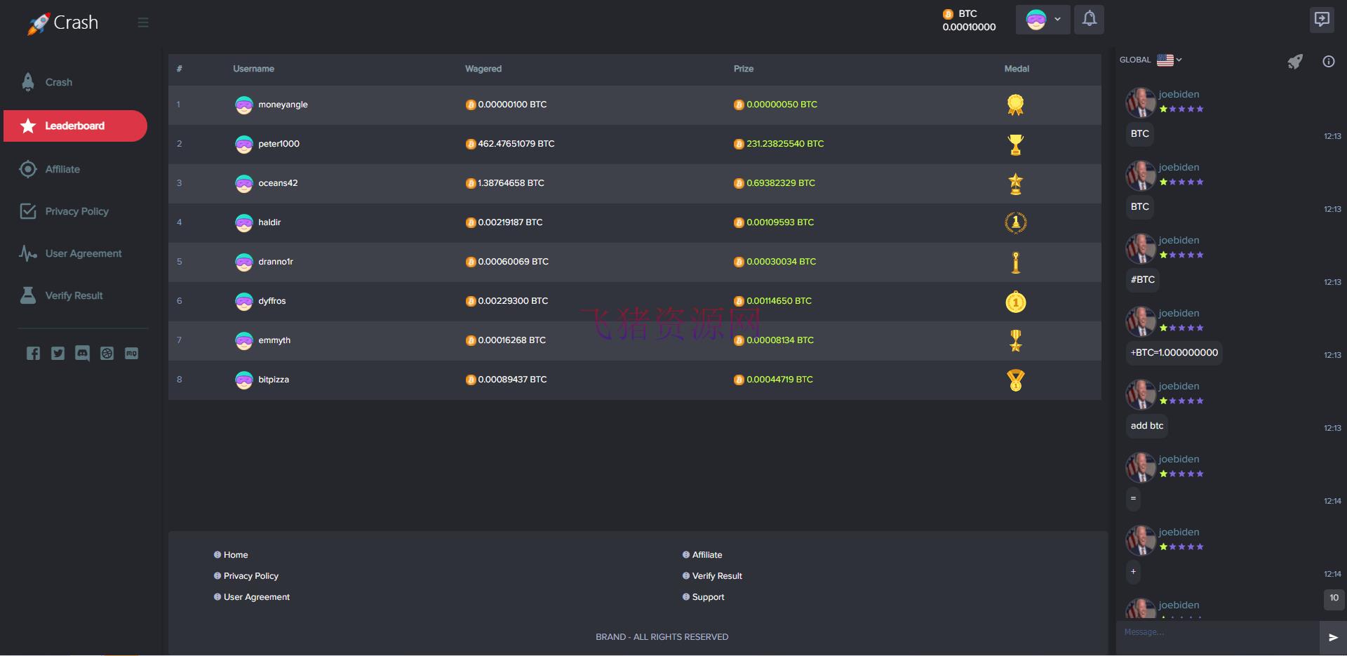 海外爆点游戏/竞猜下注游戏/带聊天室/机器人/BTC充值