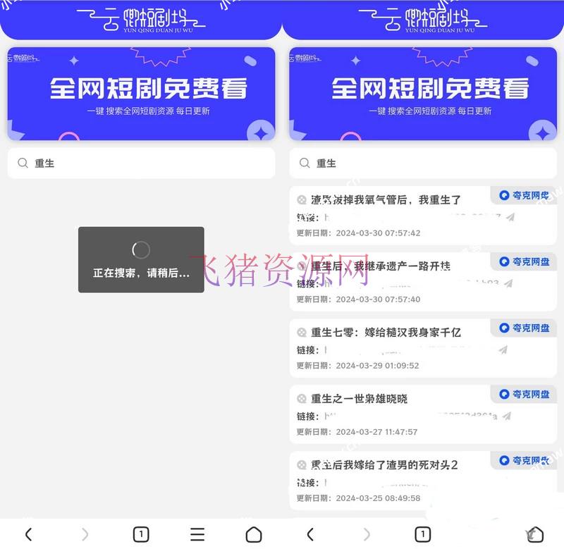 【网站源码】引流源码短剧搜索前端源码+内附搜索API - PHP源码 --飞猪资源网