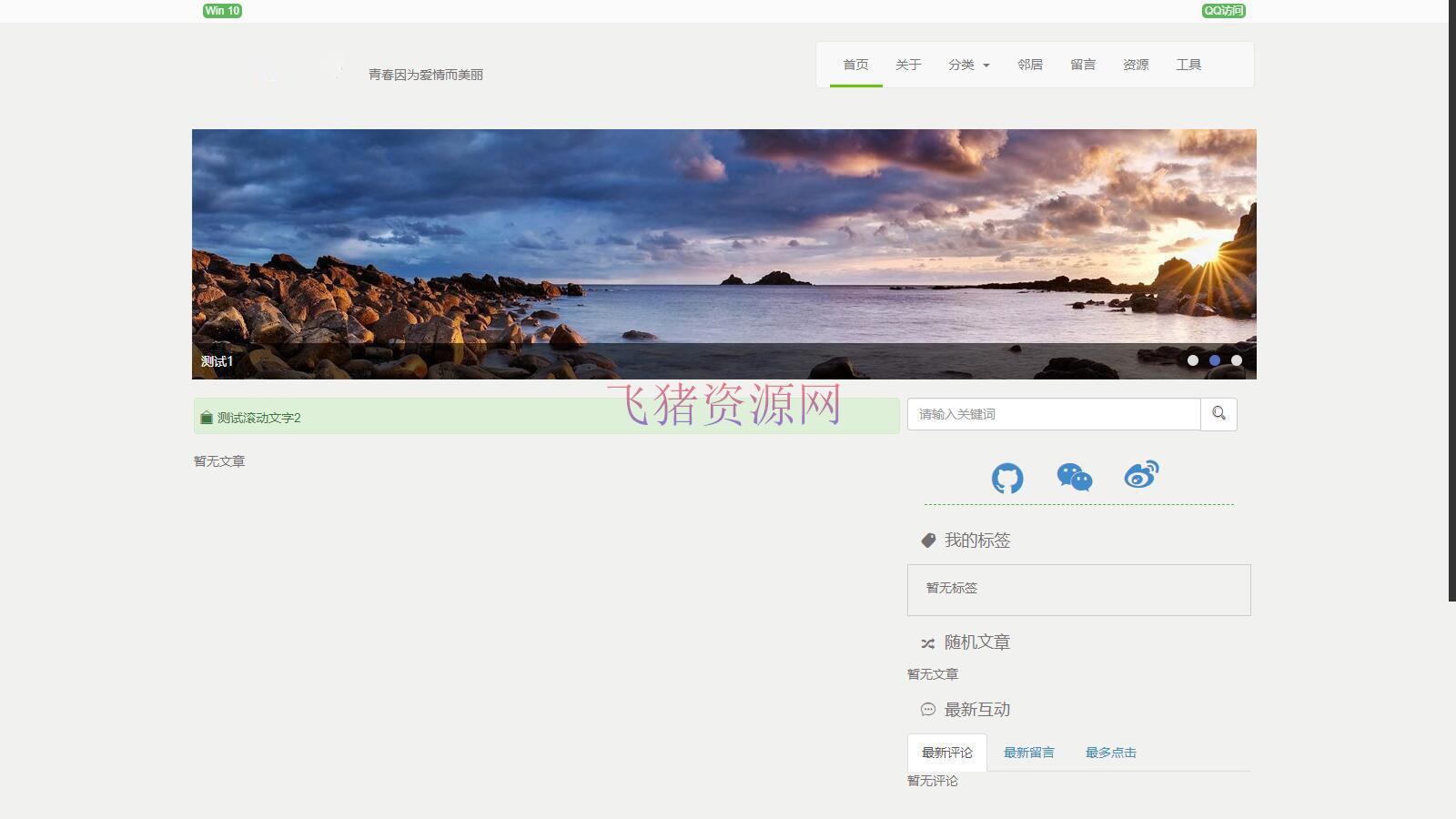 【PHP源码】Thinkphp5.0大气响应式青春博客个人博客源码（简单测试） - PHP源码 --飞猪资源网
