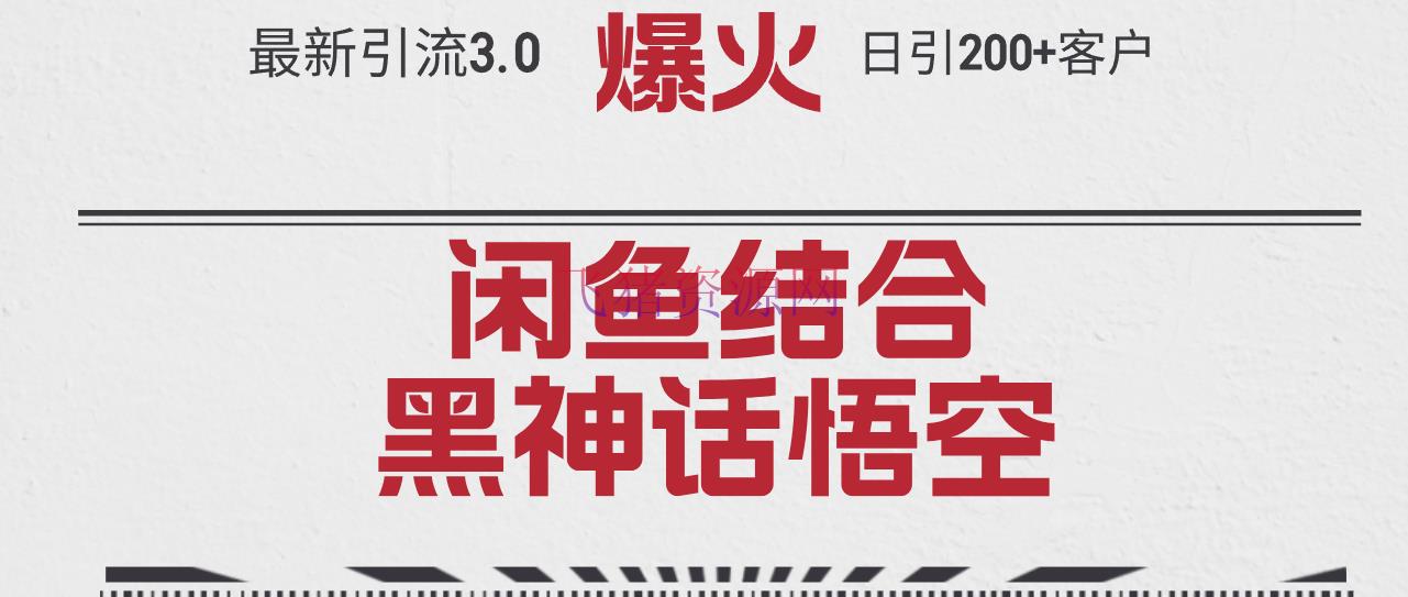 【网赚项目】最新引流3.0闲鱼结合《黑神话悟空》单日引流200+客户，捉住热门 - 爆粉引流 - 吸粉引流, 网赚项目-飞猪资源网