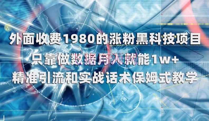 【网赚项目】外面收费1980的涨粉黑科技项目，只靠做数据月入就能1W+【揭秘】 - 爆粉引流 - 引流涨粉, 网赚项目-飞猪资源网