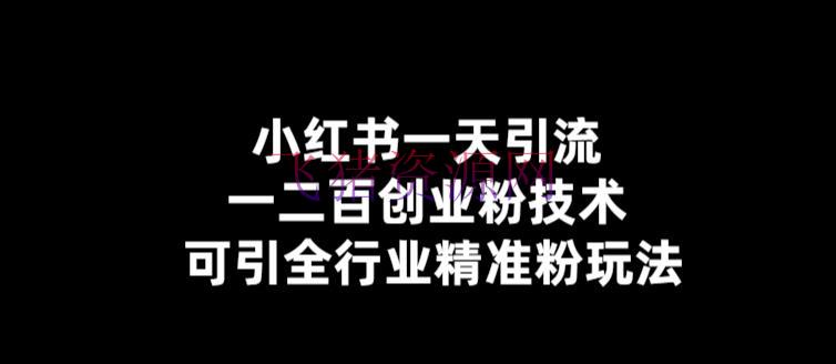 【引流必备】小红书一天引流一二百创业粉技能，可引全职业精准粉玩法 - 爆粉引流 --飞猪资源网