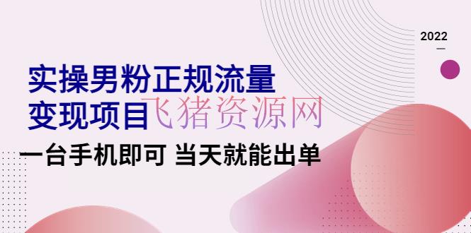【网赚项目】2022实操男粉正规流量变现项目，一台手机即可 当天就能出单【视频课程】 - 爆粉引流 - 引流变现, 涨粉引流, 网赚项目, 赚钱项目-飞猪资源网