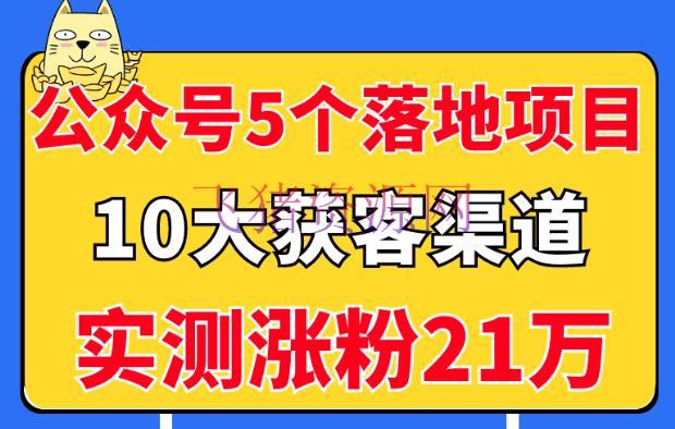 【自媒体运营】大众号5个月入过万的落地项目，10大获客途径，实测涨粉21万 - 爆粉引流 - 公众号运营, 引流变现, 微信公众号, 涨粉引流, 自媒体运营-飞猪资源网