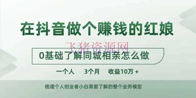 【网赚项目】在抖音做个挣钱的红娘，0根底了解同城相亲，怎么做一个人3个月收益10W+ - 抖音快手 - 抖音运营, 红娘, 网赚项目-飞猪资源网