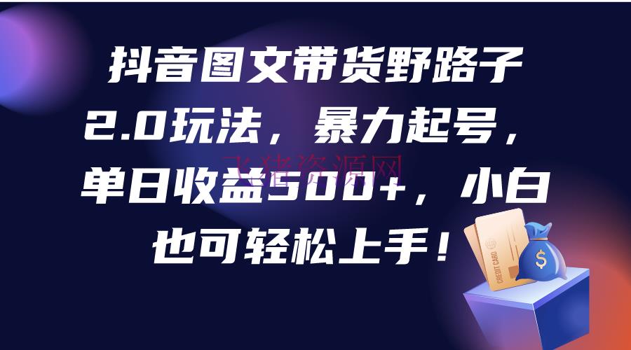 【抖音快手】抖音图文带货野路子2.0玩法，暴力起号，单日收益500+，小白也可轻松上手！ - 抖音快手 - 图文带货, 抖音运营-飞猪资源网