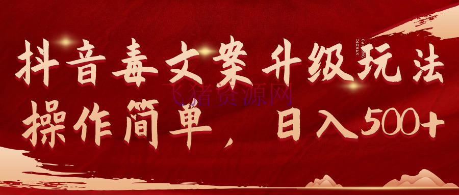 【抖音快手】抖音毒案牍新玩法，操作简略，日入500+ - 抖音快手 飞猪资源网-飞猪资源网