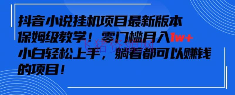 【抖音运营】抖音最新小说挂机项目，保姆级教育，零本钱月入1W+，小白轻松上手【揭秘】 - 抖音快手 - 小说挂机, 抖音运营-飞猪资源网