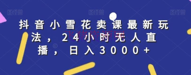 【抖音快手】抖音小雪花卖课最新技能，24小时无人直播，日入3千【揭秘】 - 抖音快手 - 抖音无人直播, 抖音运营, 项目揭秘-飞猪资源网