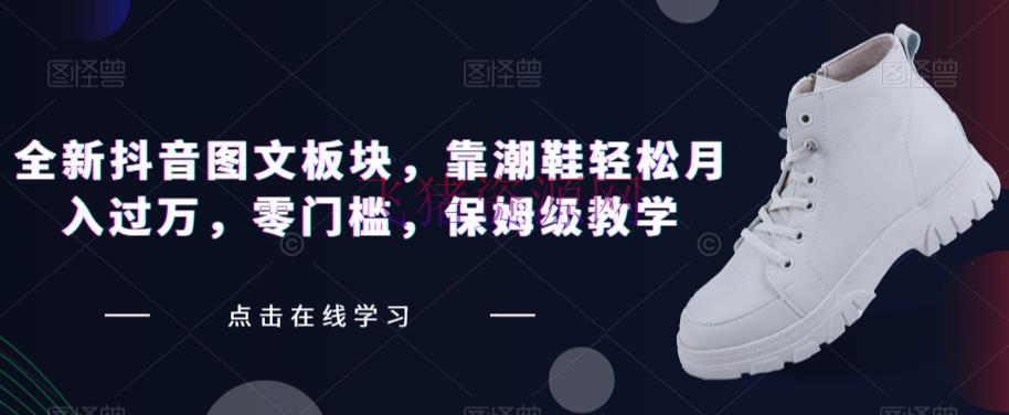 【抖音运营】全新抖音新图文板块：潮鞋轻松月入过万，零门槛保姆级教育 - 抖音快手 - 项目揭秘-飞猪资源网