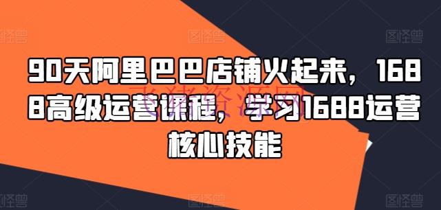 【电商运营】90天阿里巴巴店肆火起来，1688高档运营课程，学习1688运营中心技术 - 淘宝 - 电商运营, 阿里巴巴-飞猪资源网