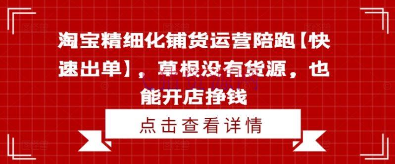 【电商运营】淘宝精细化铺货运营陪跑【快速出单】，草根没有货源，也能开店赚钱 - 淘宝 - 电商运营, 运营-飞猪资源网