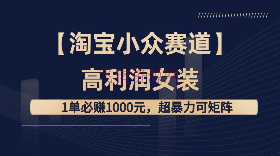 【淘宝挣钱攻略】高赢利女装：1单必赚1000元，打造超暴力矩阵店肆！ - 淘宝 - 电商运营, 赚钱, 运营-飞猪资源网