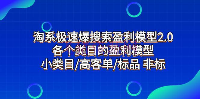 【电商运营】淘系极速查找盈余模型2.0，提醒各类方针品和非标品的盈余模型，发现小类目的高客单诀窍 - 淘宝 - 电商运营, 短视频, 运营-飞猪资源网