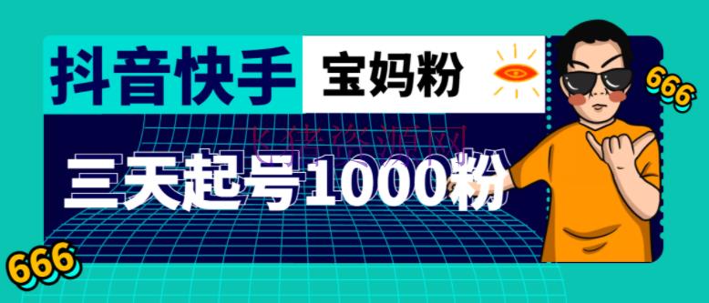 【短视频运营】抖音快手三天起号涨粉1000宝妈粉丝的中心办法【具体玩法教程】 - 抖音快手 - 快手, 抖音运营, 涨粉引流, 爆粉引流, 短视频, 短视频运营-飞猪资源网