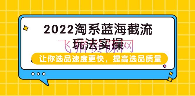 【淘宝运营】2022淘系蓝海截流玩法实操：让你选品速度更快，进步选品质量（价值599） - 淘宝 - 无货源, 电商运营, 电商选品, 蓝海, 运营, 选品-飞猪资源网