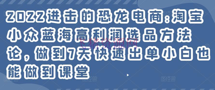 【淘宝运营】2022年淘宝小众蓝海高赢利选品方法论，做到7天快速出单小白也能做到 - 淘宝 - 电商运营, 电商选品, 运营, 选品-飞猪资源网
