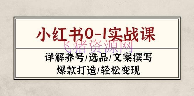 【网赚项目】小红书0-1实战课(2023-2025)，详解养号/选品/案牍编撰/爆款打造/轻松变现 - 网赚项目 - 小红书, 网赚项目-飞猪资源网