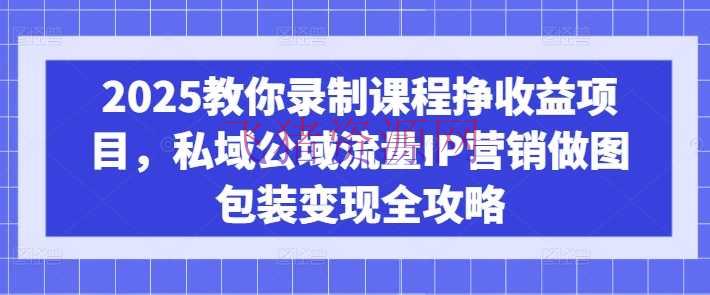 【网赚项目】2025教你录制课程挣收益项目，私域公域流量IP营销做图包装变现全攻略 - 网赚项目 - 网赚项目-飞猪资源网
