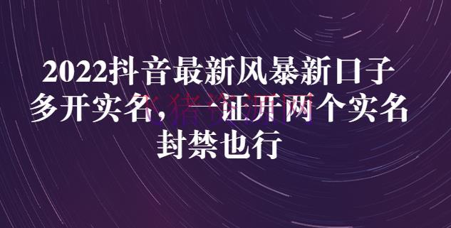 【抖音运营】2022抖音最新风暴新口儿：多开实名，一整开两个实名，封禁也行 - 抖音快手 - 抖音赚钱, 抖音运营, 短视频运营, 自媒体运营-飞猪资源网