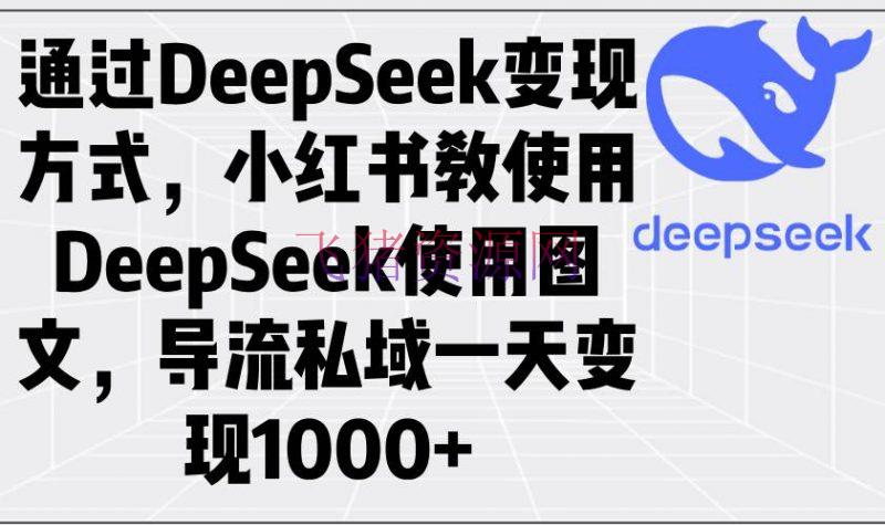 经过DeepSeek变现方法，小红书教运用DeepSeek图文，导流私域一天变现1000+ - 网赚项目 - AI变现, DeepSeek-飞猪资源网