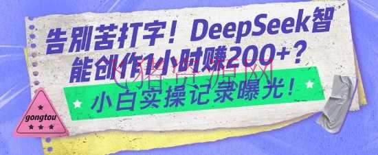 【AI变现】离别苦打字！DeepSeek智能创造1小时入2张？小白实操记载曝光 - 网赚项目 - AI变现, DeepSeek-飞猪资源网