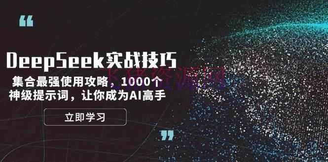 DeepSeek实战技巧：调集最强运用攻略，1000个神级提示词，让你成为AI高手 - 网赚项目 - AI人工智能, DeepSeek, DeepSeek实战-飞猪资源网