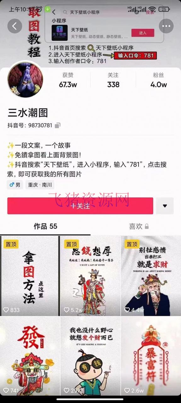 【网赚项目】国潮壁纸变现项目，新手可操作日赚200+【资料+软件+教程】 - 抖音快手 - 变现项目, 引流变现, 抖音运营, 短视频运营, 网赚项目, 赚钱项目-飞猪资源网