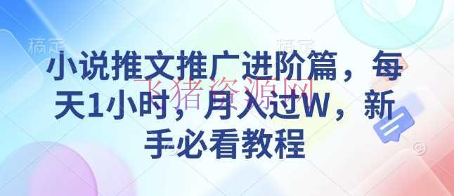 【网赚项目】小说推文推行进阶篇，每天1小时，月入过W，新手必看教程 - 网赚项目 - 小说推文, 网赚项目-飞猪资源网