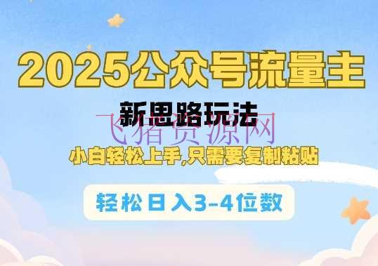 【网赚项目】2025大众号流量主新思路玩法，小白轻松上手，只需要复制粘贴，轻松日入3-4位数 - 网赚项目 - 公众号, 网赚项目-飞猪资源网