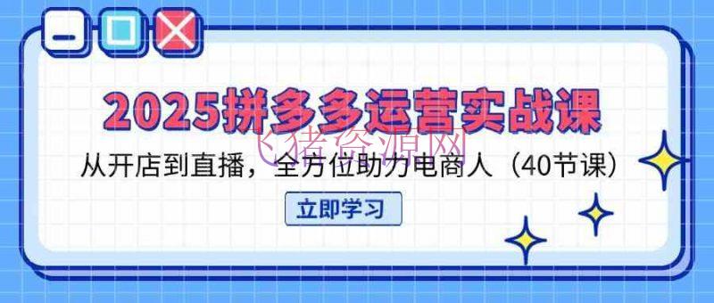 2025拼多多运营实战课，从开店到直播，全方位助力电商人（40节课） - 拼多多 - 运营-飞猪资源网