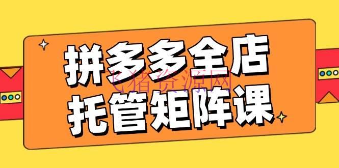 【拼多多运营】拼多多全店保管矩阵课，盈余动销玩法，高效方案设置，提高店肆效益 - 拼多多 - 运营-飞猪资源网