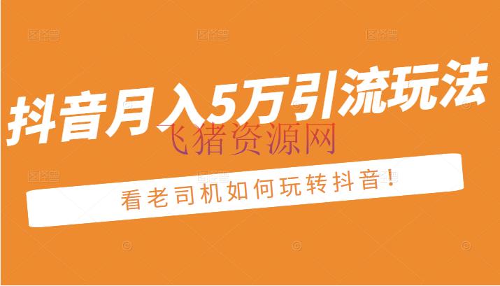 【抖音运营】某大众号付费文章：抖音月入5万引流玩法，看看老司机怎么玩转抖音！ - 抖音快手 - 抖音赚钱, 抖音运营, 短视频-飞猪资源网