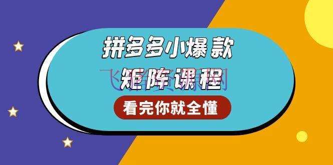 拼多多爆款矩阵课程：教你测出店肆爆款，优化销量，提高GMV，打造爆款群 - 拼多多 --飞猪资源网