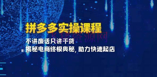 【电商运营】拼多多实操课程：不讲废话只讲干货, 揭秘电商终极奥妙,助力快速起店 - 拼多多 - 实操, 电商运营-飞猪资源网