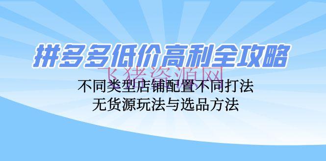 【电商运营】拼多多贱价高利全攻略：不同类型店肆装备不同打法，无货源玩法与选品办法 - 拼多多 - 无货源玩法, 电商运营-飞猪资源网