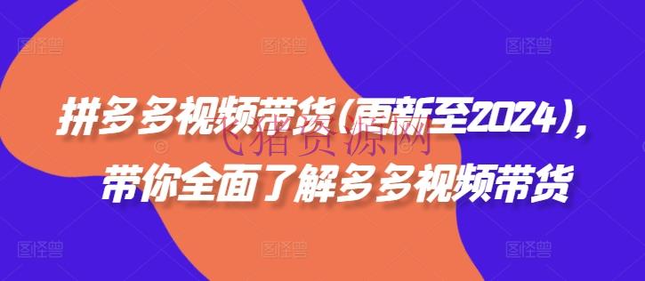 【电商运营】拼多多视频带货(更新至2024)，带你全面了解多多视频带货 - 拼多多 - 电商运营, 视频带货-飞猪资源网