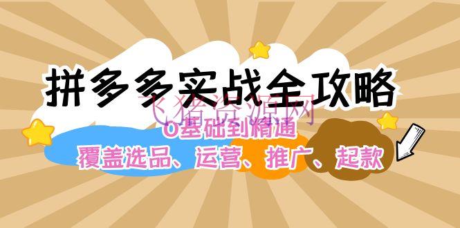 【电商运营】拼多多实战全攻略：0根底到通晓，掩盖选品、运营、推行、起款 - 拼多多 - 实战, 电商运营, 运营-飞猪资源网