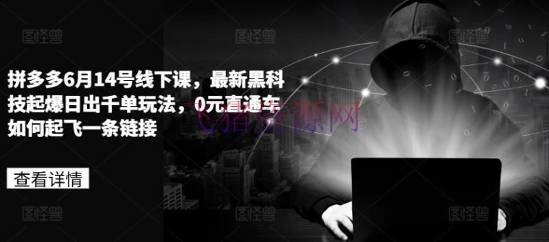 【电商运营】拼多多6月14号线下课，最新黑科技起爆日出千单玩法，0元直通车怎么起飞一条链接 - 拼多多 - 电商运营-飞猪资源网