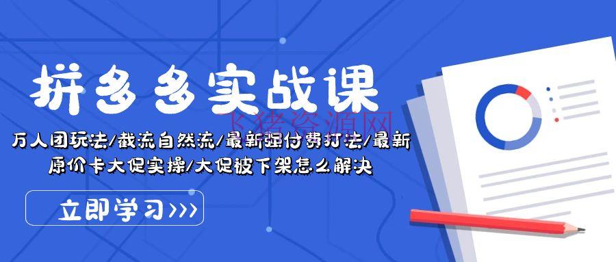 【电商运营】拼多多实战课：万人团玩法/截流天然流/最新强付费打法/最新原价卡大促实操/大促被下架怎样处理 - 拼多多 - 实战, 电商运营-飞猪资源网