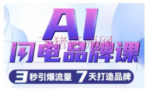 【AI变现】AI闪电品牌课，一键写广告语，3秒出创目的，7天打造品牌，引爆流量 - 网赚项目 - AI变现-飞猪资源网