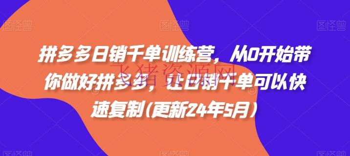 【电商运营】拼多多日销千单训练营：从零根底到高手的进阶攻略(更新24年5月) - 拼多多 - 电商运营-飞猪资源网
