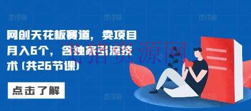 【网赚项目】网创天花板赛道，卖项目月入6个，含独家引流技能(共26节课) - 网赚项目 - 网赚项目-飞猪资源网